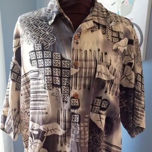 Boca Classics Island Wear Silk Black Floral Hawaii